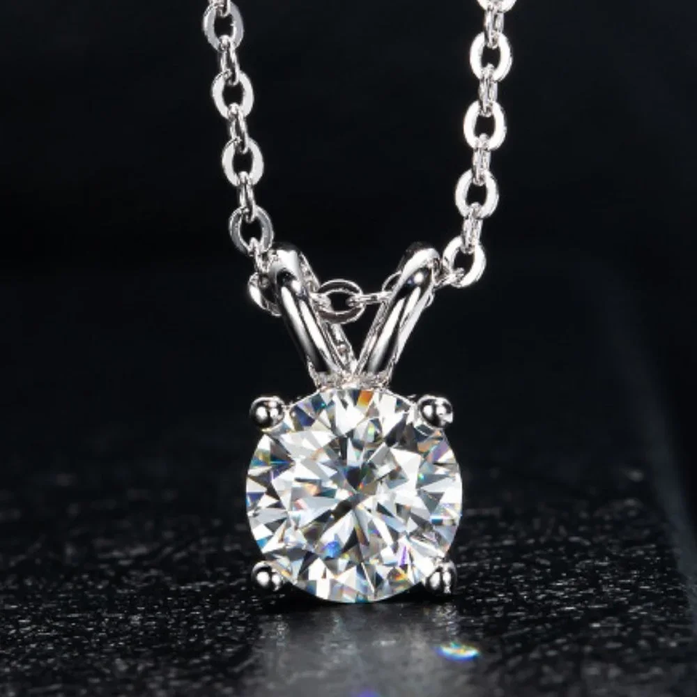 Certified 1ct. t.w. Moissanite Diamond Solitaire 4 Prone Pendant Necklace NEW